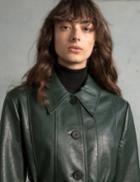 Pixie Market Hunter Green Leather Trench