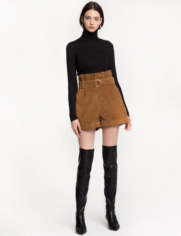 Pixie Market Brown Corduroy Belted Shorts