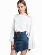 Pixie Market White Shoulder Snap Button Oversize Top