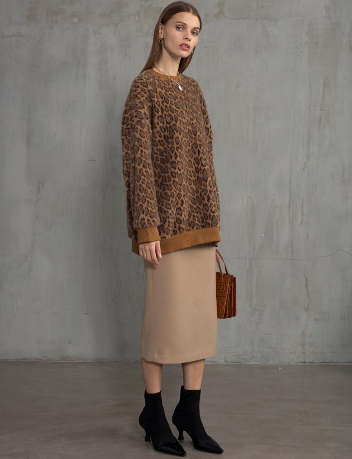 Pixie Market Fuzzy Brown Leopard Top
