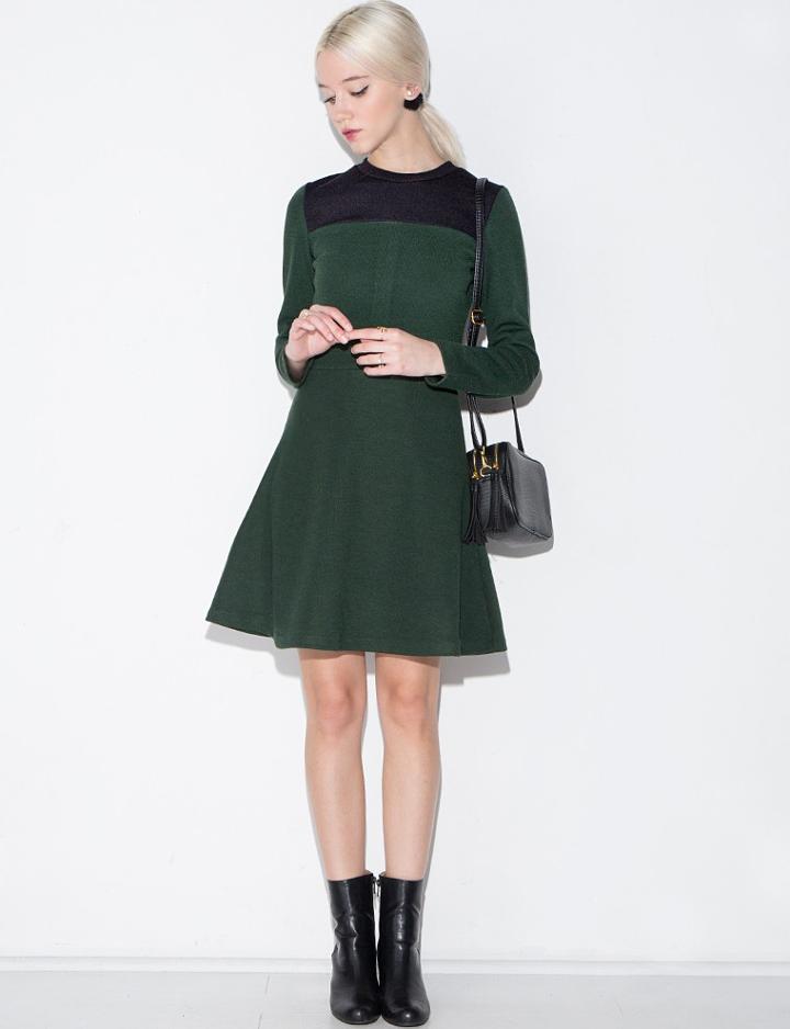 Pixie Market Green Knit Skater Dress