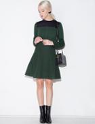 Pixie Market Green Knit Skater Dress