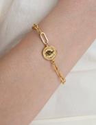 Pixie Market Gold Plated Chain Coin Bracelet