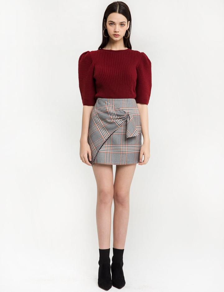 Pixie Market Crimson Red Short Sleeve Puffy Two Ply Knit