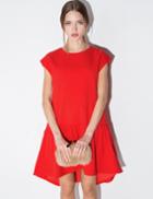 Pixie Market Coral Red Drop Waist Dress