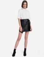 Pixie Market Asymmetric Button Vegan Leather Belted Skirt
