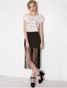 Pixie Market Gloss Fringe Skirt
