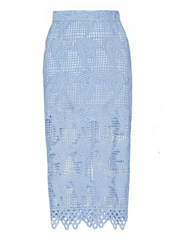 Pixie Market Joa Powder Blue Lace Skirt