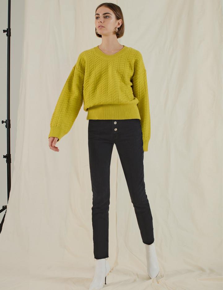 Pixie Market Chartreuse Cable Knit Sweater