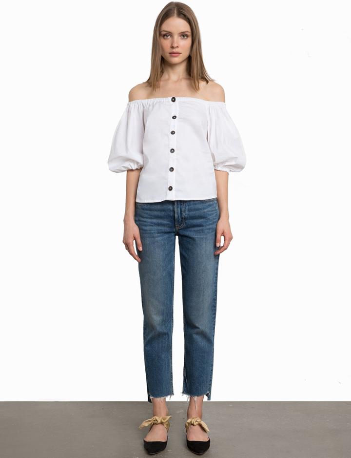 Pixie Market Sadie Button Off The Shoulder Top
