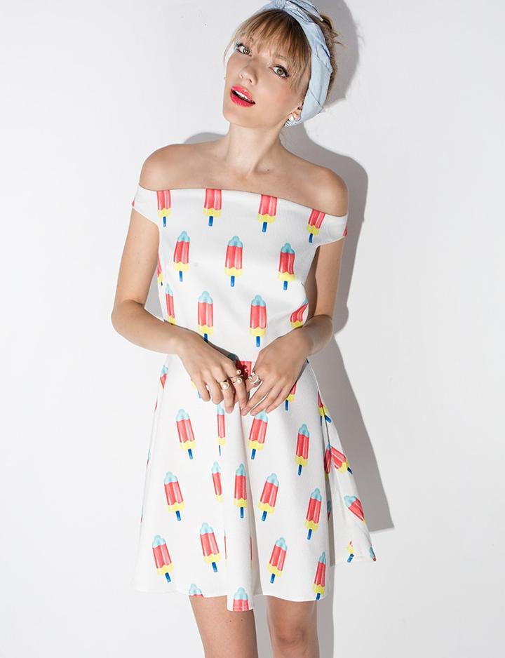 Pixie Market Popsicle Off The Shoulder Dress
