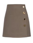 Pixie Market Brown Deco Button Skirt -preorder