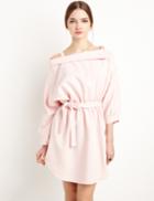 Pixie Market Pale Pink Off The Shoulder Shirt Dress
