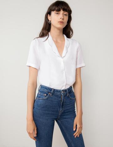 Pixie Market Scalloped Collar Linen Shirt -preorder