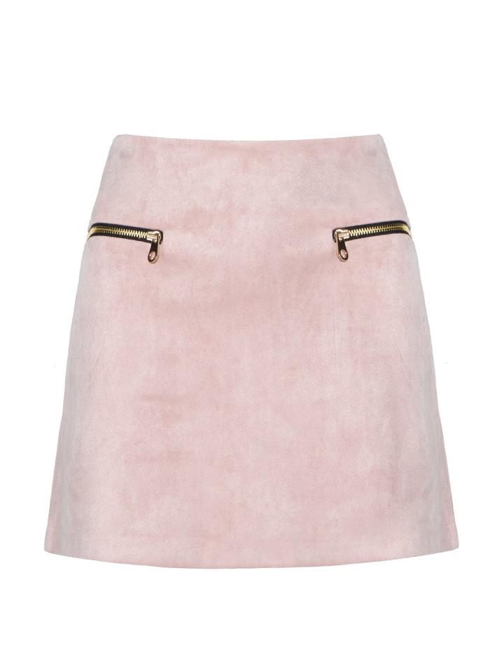 Pixie Market Pink Suede A Line Skirt