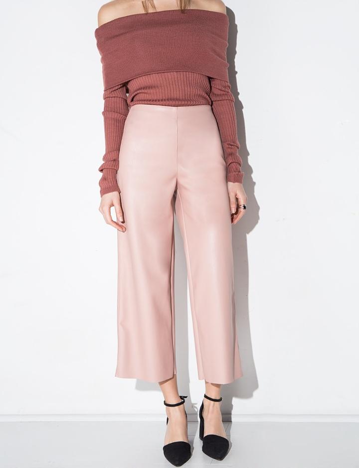 Pixie Market Dusty Pink Leather Culotte Crop Pants