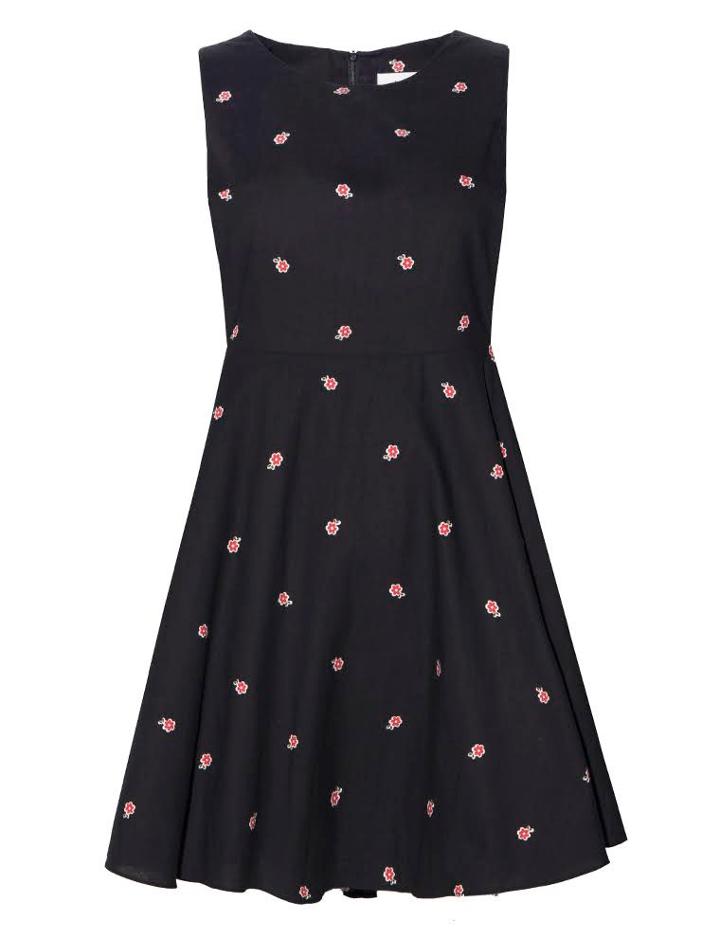 Pixie Market Black Ditsy Floral Pinafore Dress