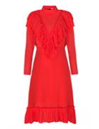 Pixie Market Red Pleated Midi Dress