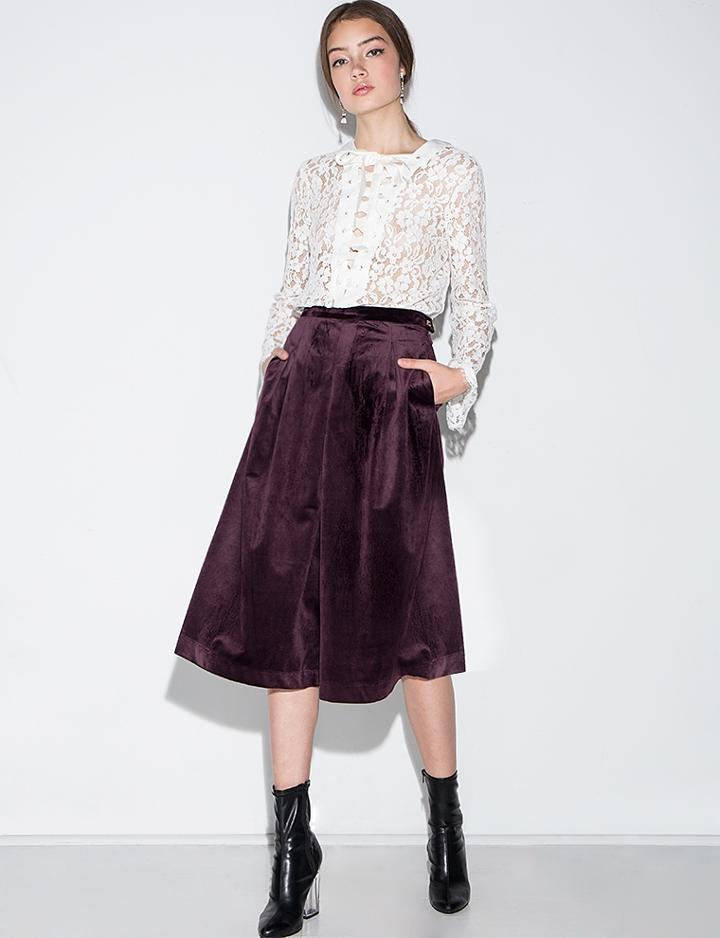 Pixie Market Genevieve Velvet Culottes By Line & Dot