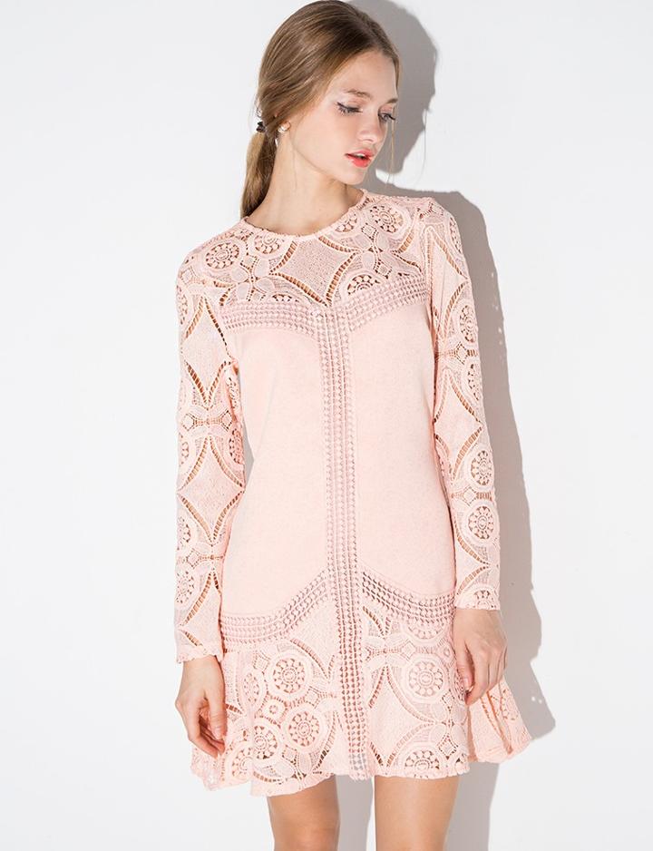 Pixie Market Peach Lace Crochet Dress
