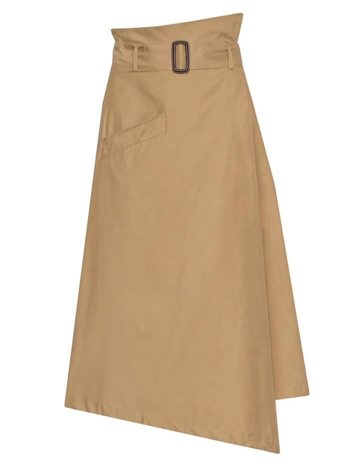Pixie Market Asymmetric Trench Belted Midi Skirt