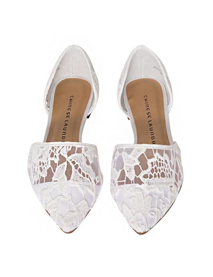 Pixie Market White Lace Pointy Flats