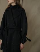Pixie Market Black Wool Trench Coat