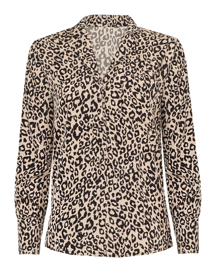 Pixie Market Leopard Silky Shirt -15% Off