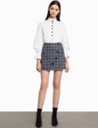 Pixie Market Peyton Plaid Button Skirt