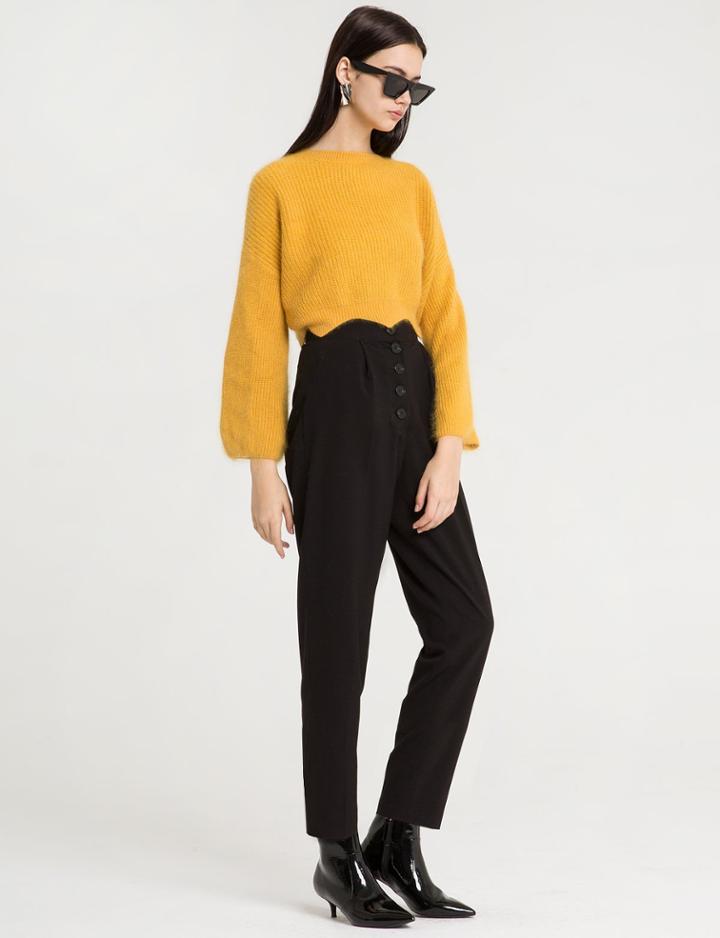 Pixie Market Mika Yellow Scalloped Yellow Crop Sweater