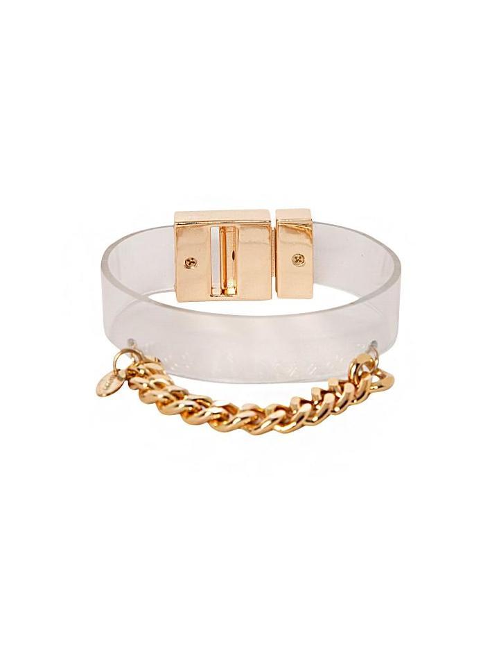 Pixie Market Lucite Gold Chain Bracelet