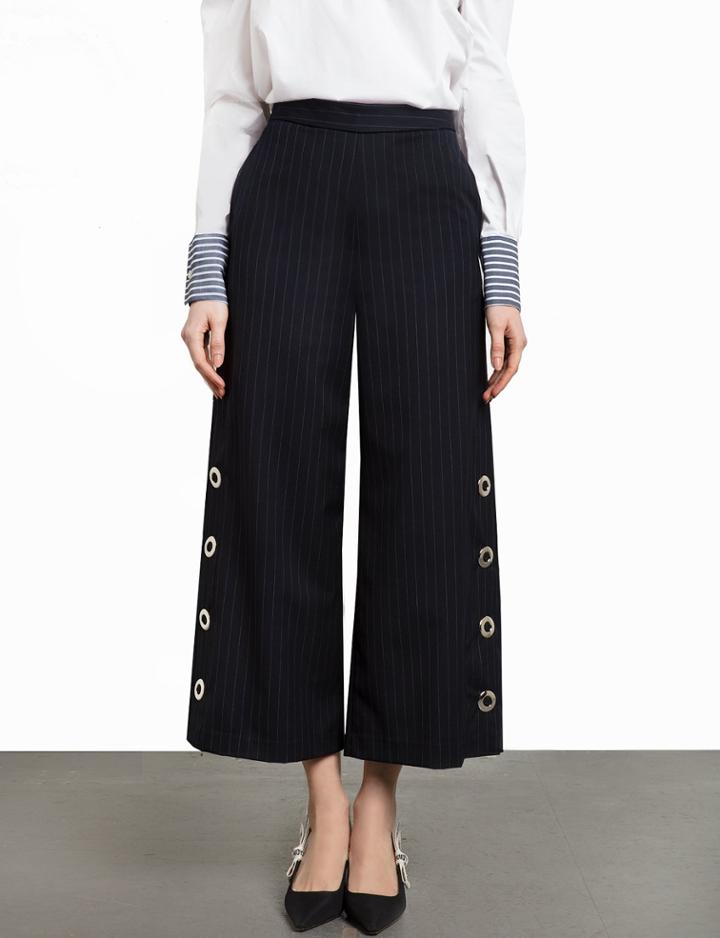 Pixie Market Snap Button Pin Stripe High Waisted Pants