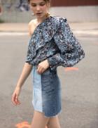 Pixie Market One Sleeve Floral Ruffled Top