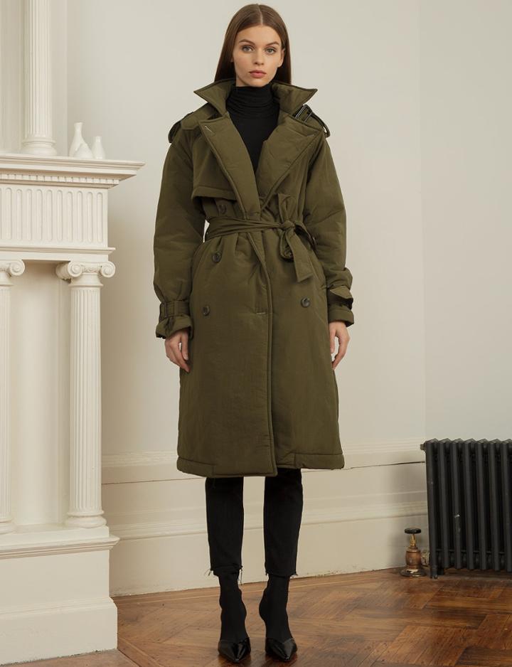 Pixie Market Olive Nylon Trench Coat