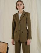 Pixie Market Olive Brown Suit Blazer