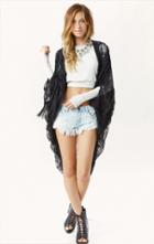Eis Double Fringe Lace Long Cape