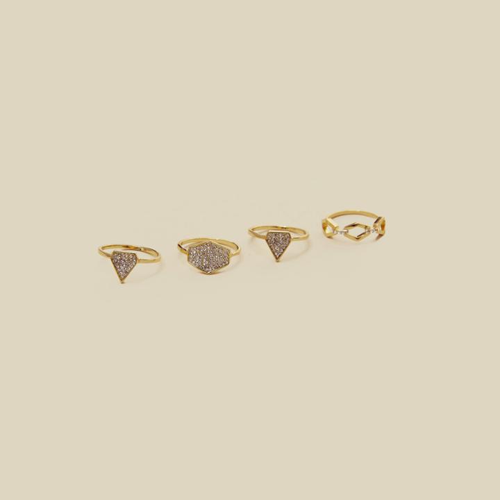 Luv Aj Pave Shield Ring Set Accessories