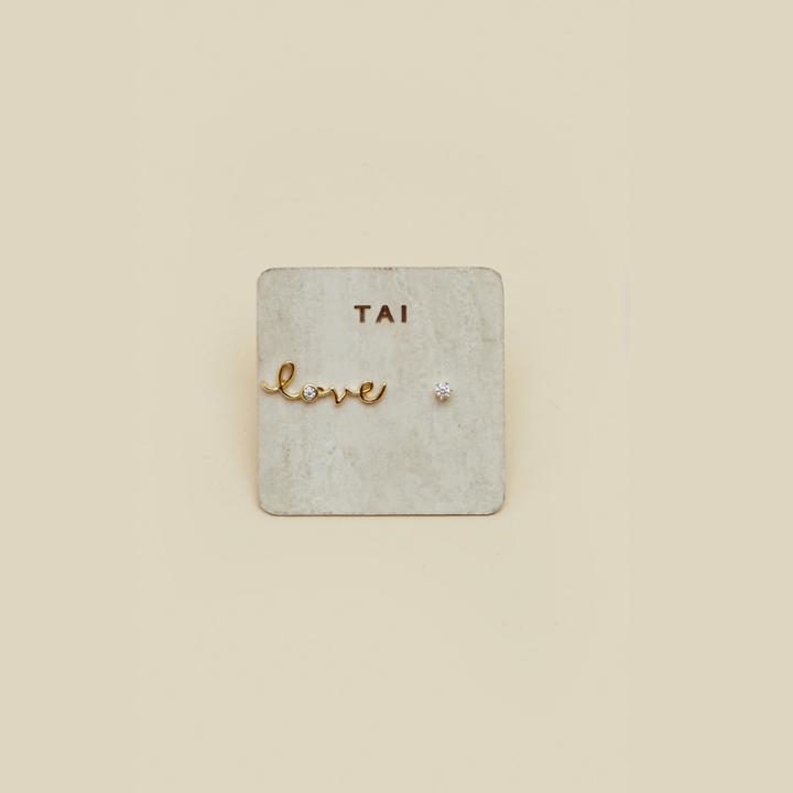 Tai Jewelry Long Love Studs