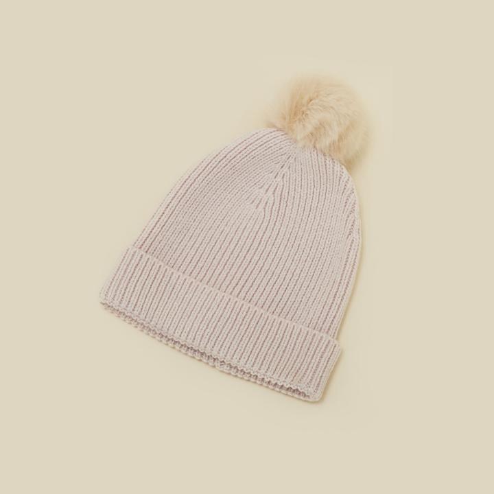 27 Miles Malibu Cashmere Winnifred Ribbed Pom Pom Beanie  Accessories