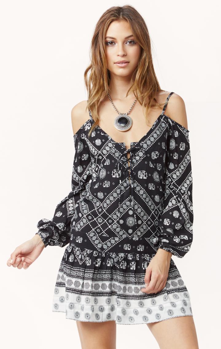 Planet Blue Baby Elephant Off The Shoulder Dress