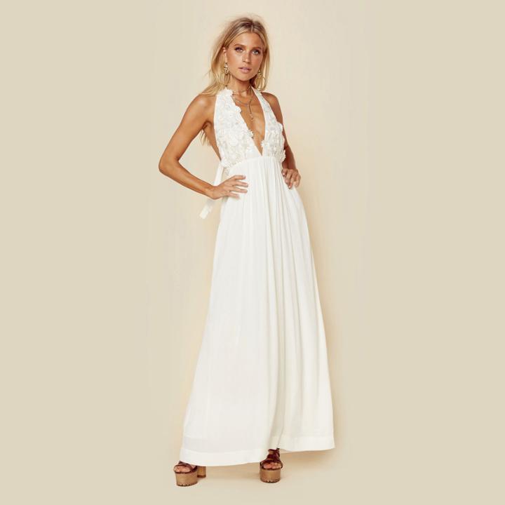 For Love And Lemons Isabella Halter Maxi Dress