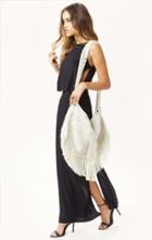 Planet Blue Hand Crochet Fringe Hobo Bag