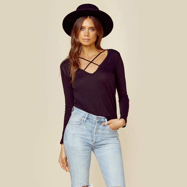 Lna Clothing Long Sleeve Cross Tee