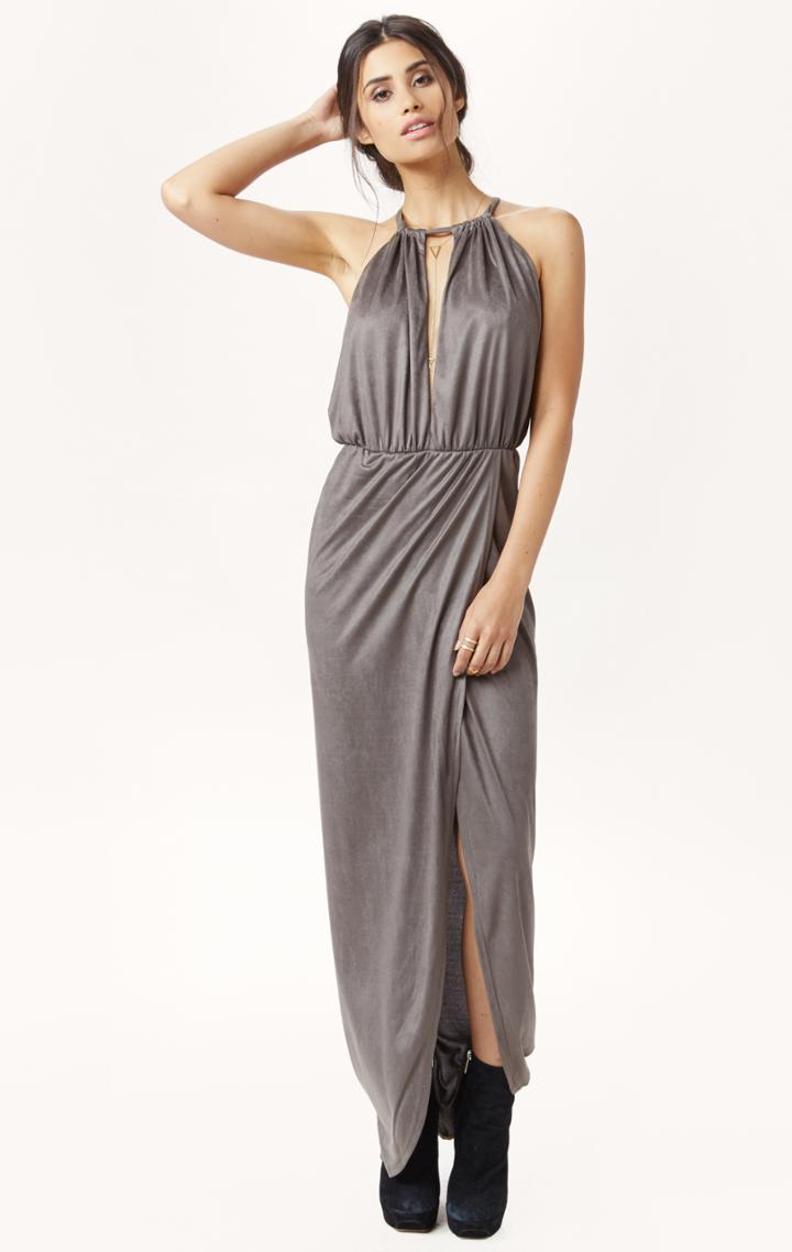 Planet Blue Sueded Halter Gown