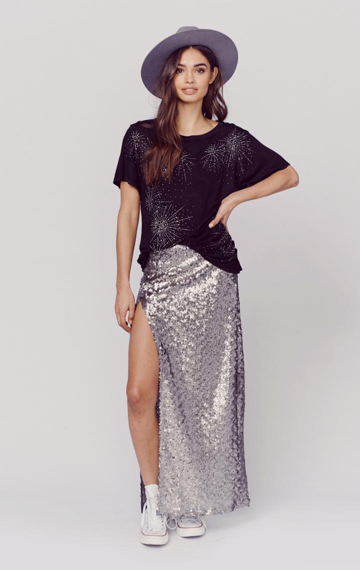Blue Life Sequin Slit Skirt