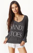 Planet Blue Sandy Toes V-neck Sweater
