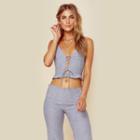 Blue Life Lace Me Up Crop Top Tops