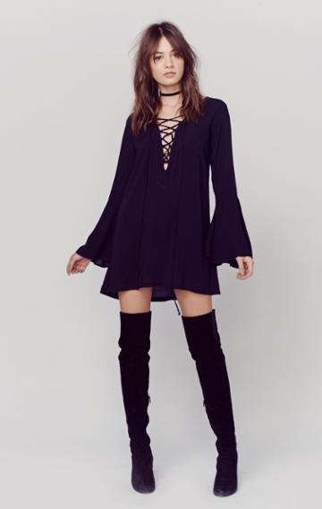 Blue Life Lace Up Tunic Dress Dresses
