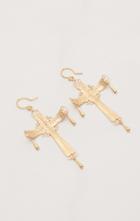 Planet Blue Yellow Gold Cross Earrings