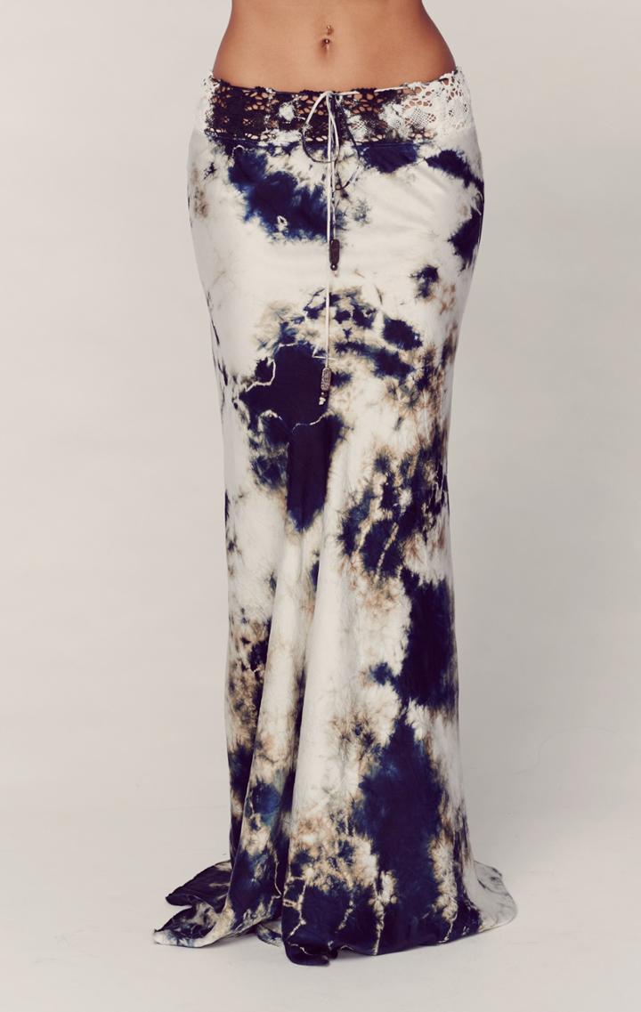 Planet Blue Silk Bias Skirt